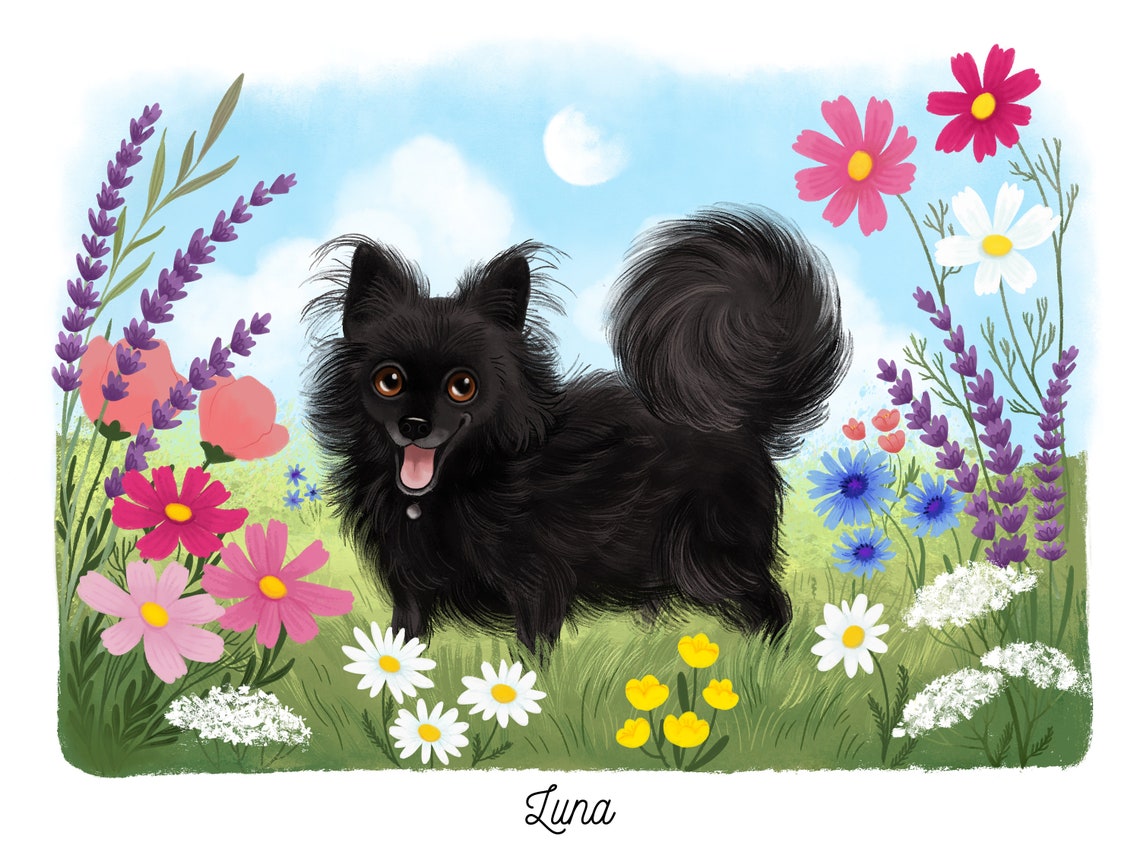 Custom Pet Portrait Floral Background Drawing of Your Pets - Etsy Australia