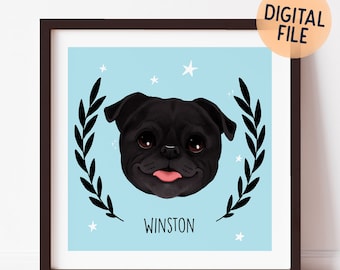 Custom pet portrait | Personalized dog drawing from photo | Unique gift idea for a dog lover | Printable animal wall art