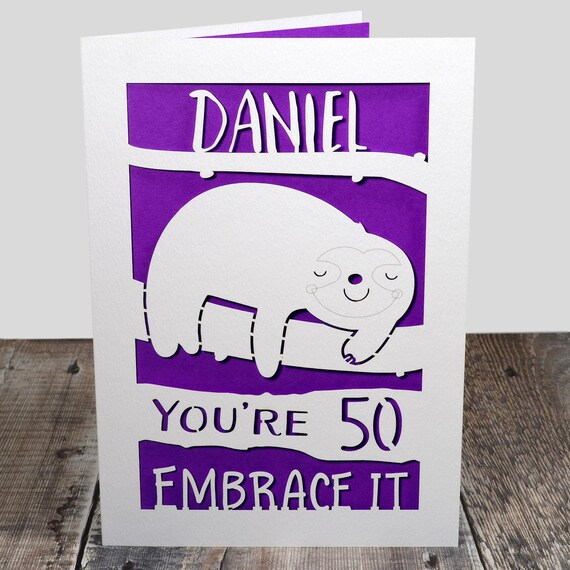 PERSONALISED SLOTH A4 TRI FOLD BIRTHDAY CARD ANY NAME AGE GREETING PERSONALISED SLOTH A4 TRI FOLD BIRTHDAY CARD ANY NAME AGE GREETING