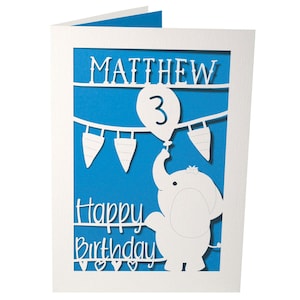 Elephant Birthday Card for ANY AGE / Personalised Birthday Card with Name and Age / Birthday Card for Son or Daughter