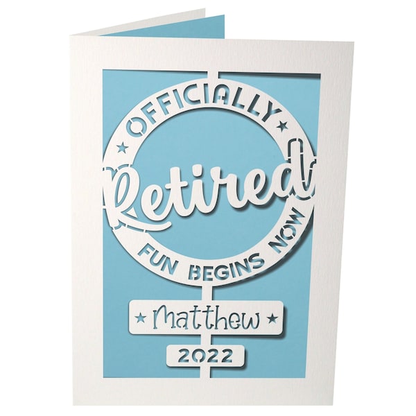 Retirement Card - Personalised Happy Retirement Card in a Generous A5 Size - Papercut Design
