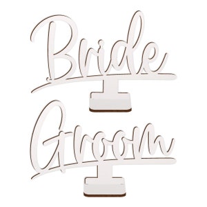 Bride and Groom Top Table Signs - 1 Pair of Signs - Bride and Groom Wedding Table Signs