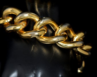 Vintage Chr. Dior Chunky Gold Chain Link Bracelet, Gifts for Women, Gifts for Her, Designer Bracelet.