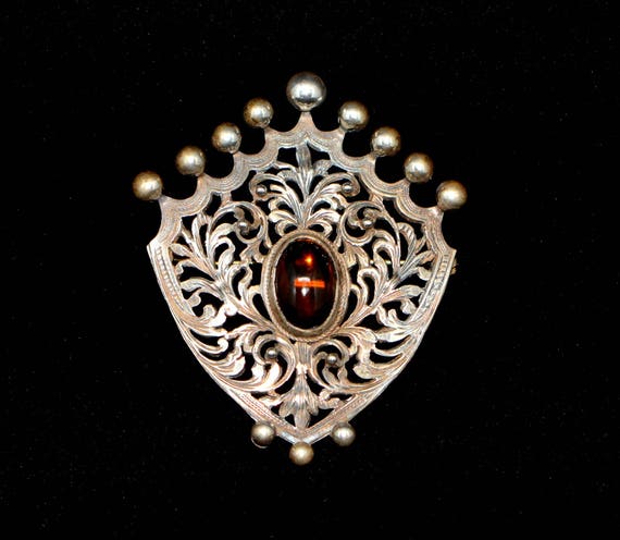 Rare Antique Huge Sterling Silver Jewelry Brooch/… - image 4