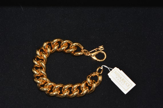 Vintage Nina Ricci Gold Chain Link Bracelet, Gift… - image 9