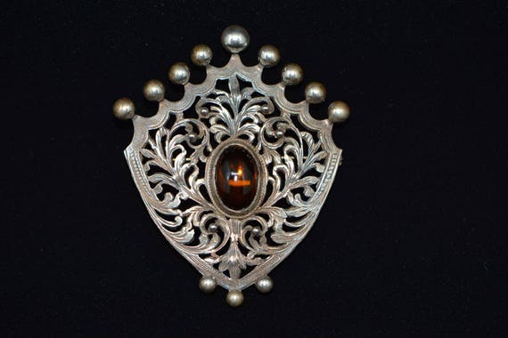 Rare Antique Huge Sterling Silver Jewelry Brooch/… - image 8