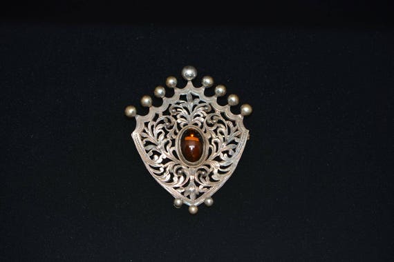 Rare Antique Huge Sterling Silver Jewelry Brooch/… - image 9