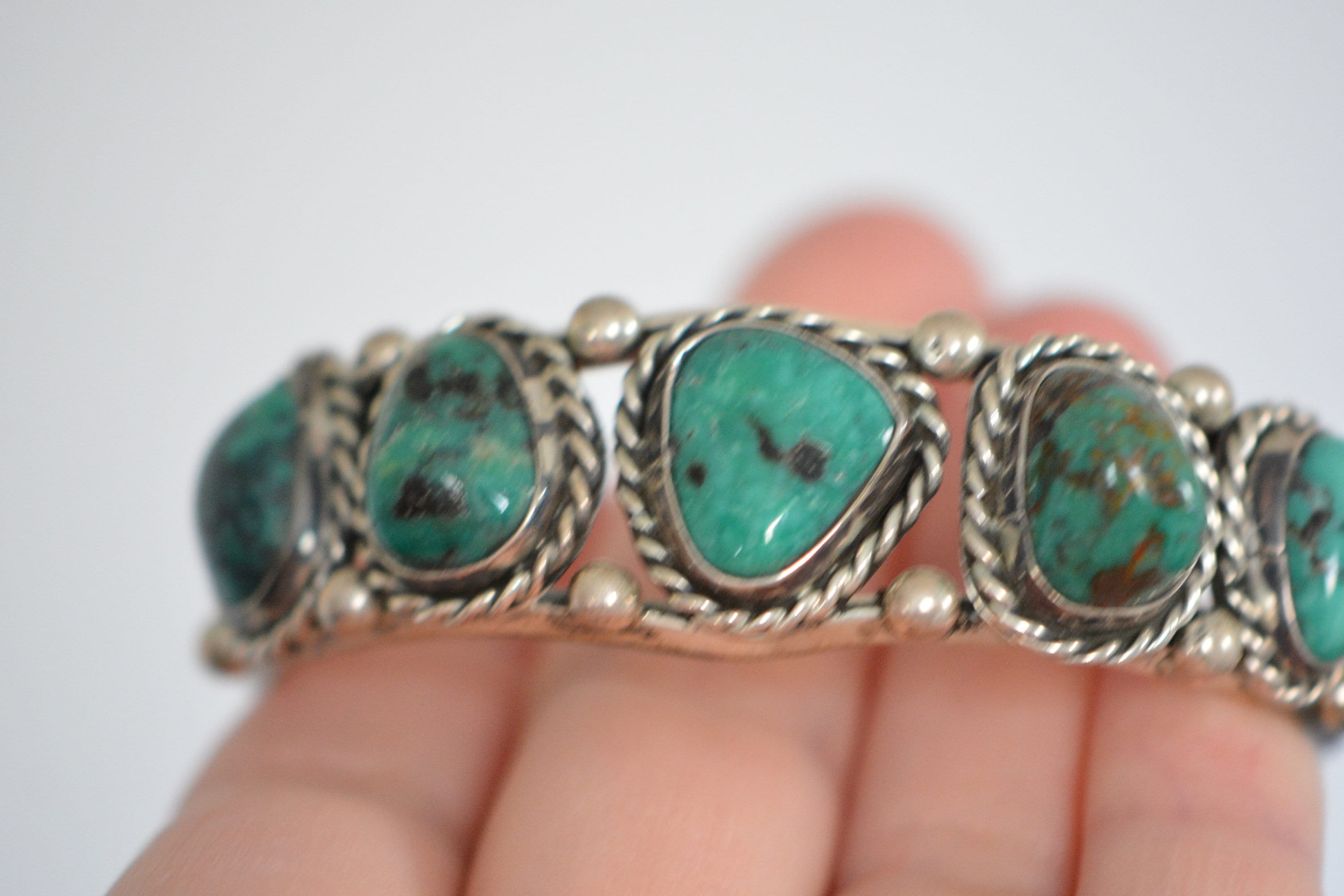 Vintage Navajo A.E Sterling Silver Turqouse Bangle Bracelet