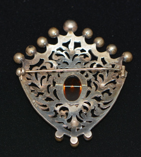 Rare Antique Huge Sterling Silver Jewelry Brooch/… - image 6