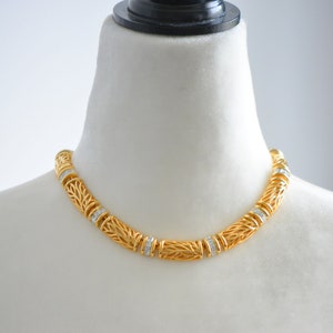 Vintage Oscar De La Renta Crystals Chain Necklace, Gifts for Her, Gifts for Women, Couture Jewelry. Mother&#39;s Day, Gift for Mother Day.