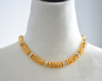Vintage Oscar De La Renta Crystals Chain Necklace, Gifts for Her, Gifts for Women, Couture Jewelry.