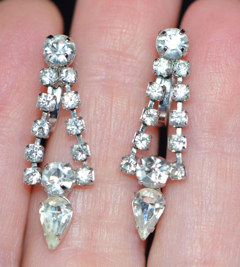 Art Deco Jewelry Earrings Vintage Necklace Bracelet Gift-for-Her Vintage gifts. Vintage 50s Jewelry Sterling Silver Set