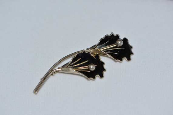 Vintage Askel Holmsen Norway Black Enamel Sterlin… - image 5