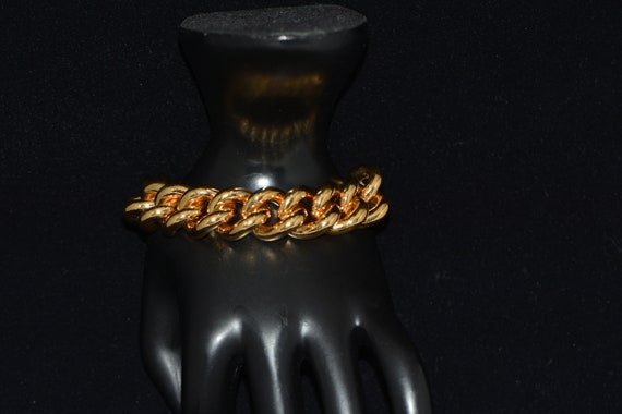 Vintage Nina Ricci Gold Chain Link Bracelet, Gift… - image 1