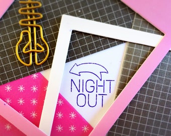 Night Out Planner Rubber Stamp for Stamping Crafting Journals Mail Gift Neon Sign