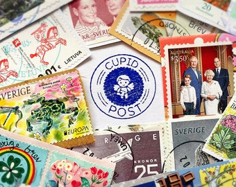 Cupid Stamp for Valentine's Day ~ love mail, happy mail, cherub stamp, cute character, round stamp, rubber stamp for mail, snail mail stamp