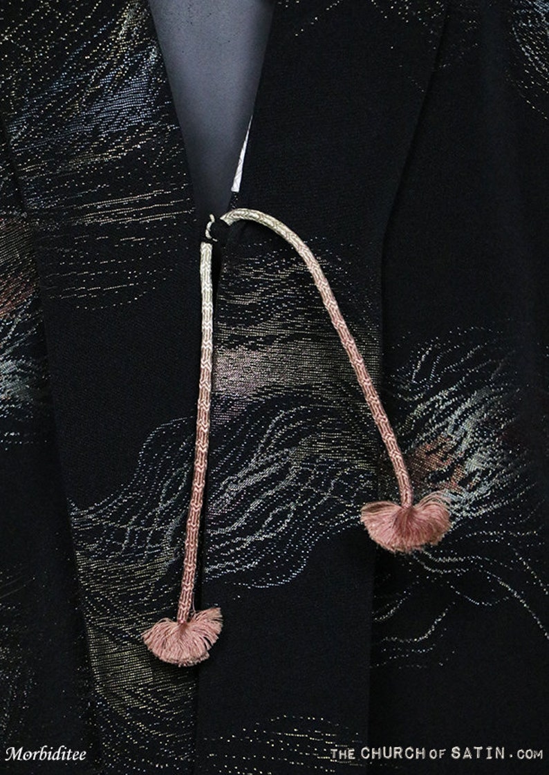 Vintage Silk Haori Kimono Black Gold Silver Metallic Coat - Etsy