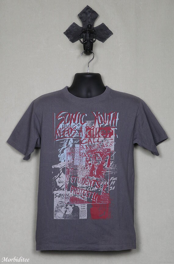 Sonic Youth t-shirt, vintage rare gray tee shirt,