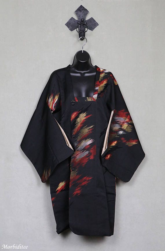 Vintage Kimono Coat Kimono Sleeves Metallic Michiyuki | Etsy