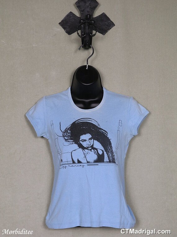 PJ Harvey t-shirt, faded blue tee shirt vintage ra
