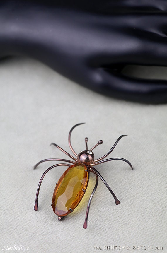 Vintage sterling silver spider brooch pin, 925, bi