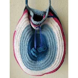 Hand Made Primitive Boho Hippie Crochet Crossbody Shoulder Bag Drawstring