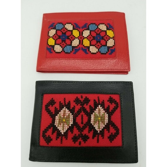 2 Wallets Coin Purses Wallets with Needlepoint In… - image 1