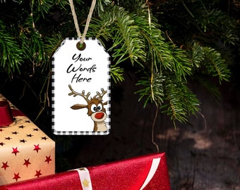 Adorno navideño Etiqueta Reno Personalizar Buffalo Plaid 2 Diseños diferentes Diseño de sublimación PNG Instant DIGITAL SOLAMENTE