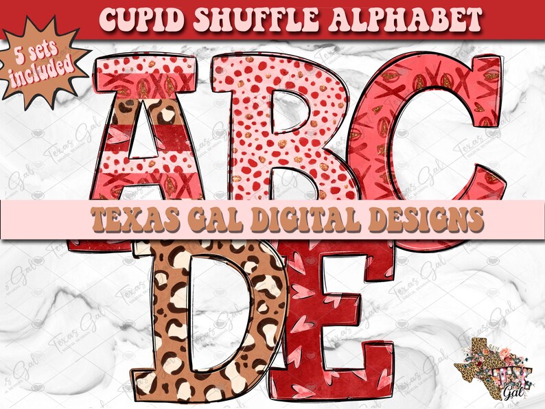 Valentine Alphabet, Heart Alpha, Doodle Letters, Commercial Use, Trendy ...