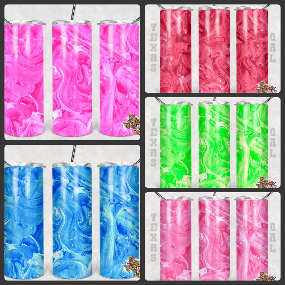 20 Oz Skinny Tumbler Neon Marble Bundle Sublimation Design PNG Instant ...