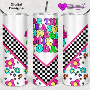 Be The Reason Someone Smiles Today Tumbler Wrap, Groovy Tumbler Wrap, Watercolor Tumbler Wrap, 20oz Sublimation Tumbler PNG, Seamless Design