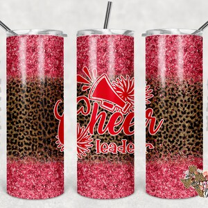 Cheerleader Glitter Tumbler Wrap, Cheer Tumbler, diseño de vaso delgado de 20 oz, vaso, sublimación, descarga digital, PNG