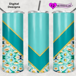 Flower Tumbler Wrap, Watercolor Tumbler Wrap, 20oz Sublimation Tumbler PNG, Seamless Design
