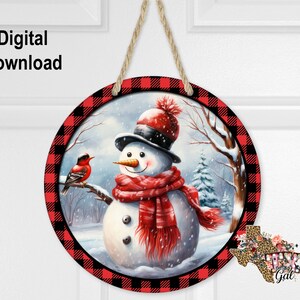 Round Sublimation Door Hanger Snowman Design for Hardboard Blanks ...