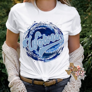 T-shirt Wolves Blue And Navy Tie Dye School Spirit Sublimation Digital Download PNG