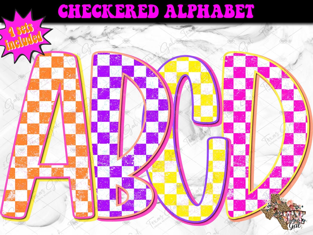 Alphabet, Retro Distressed Checkered Alpha, Girly Alpha, Doodle Letters ...