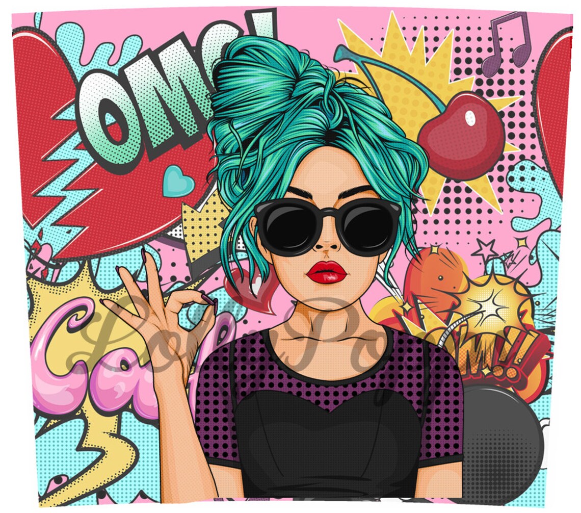 20 Oz Skinny Tumbler Pop Art Girl Sublimation Design PNG | Etsy