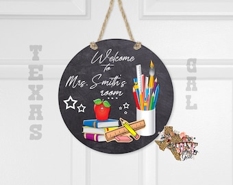 Teacher, Chalkboard, Welcome to, School, Door hanger, sublimation, digital download, PNG