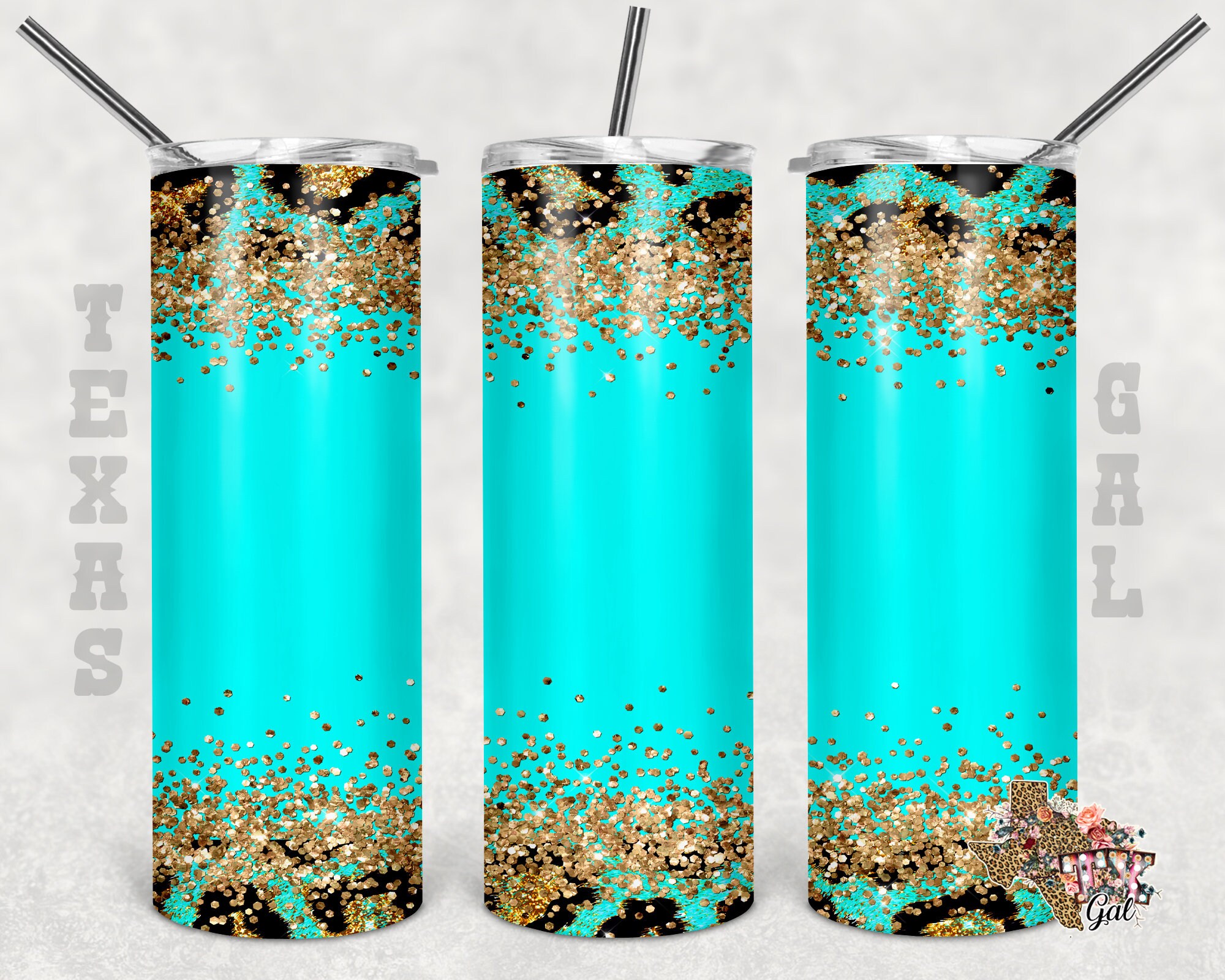 20 Oz Skinny Tumbler Bundle Leopard Glitter Sublimation Design PNG ...