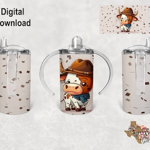 Cow Tumbler Wrap, 12oz Sippy Cup Design, Kid Tumbler Wrap, Personalize Tumbler Wrap, Digital Download