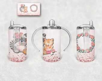 Boho Animals Sippy Cup Personalized Tumbler design, 12 oz sippy cup design tumbler sublimation digital download PNG