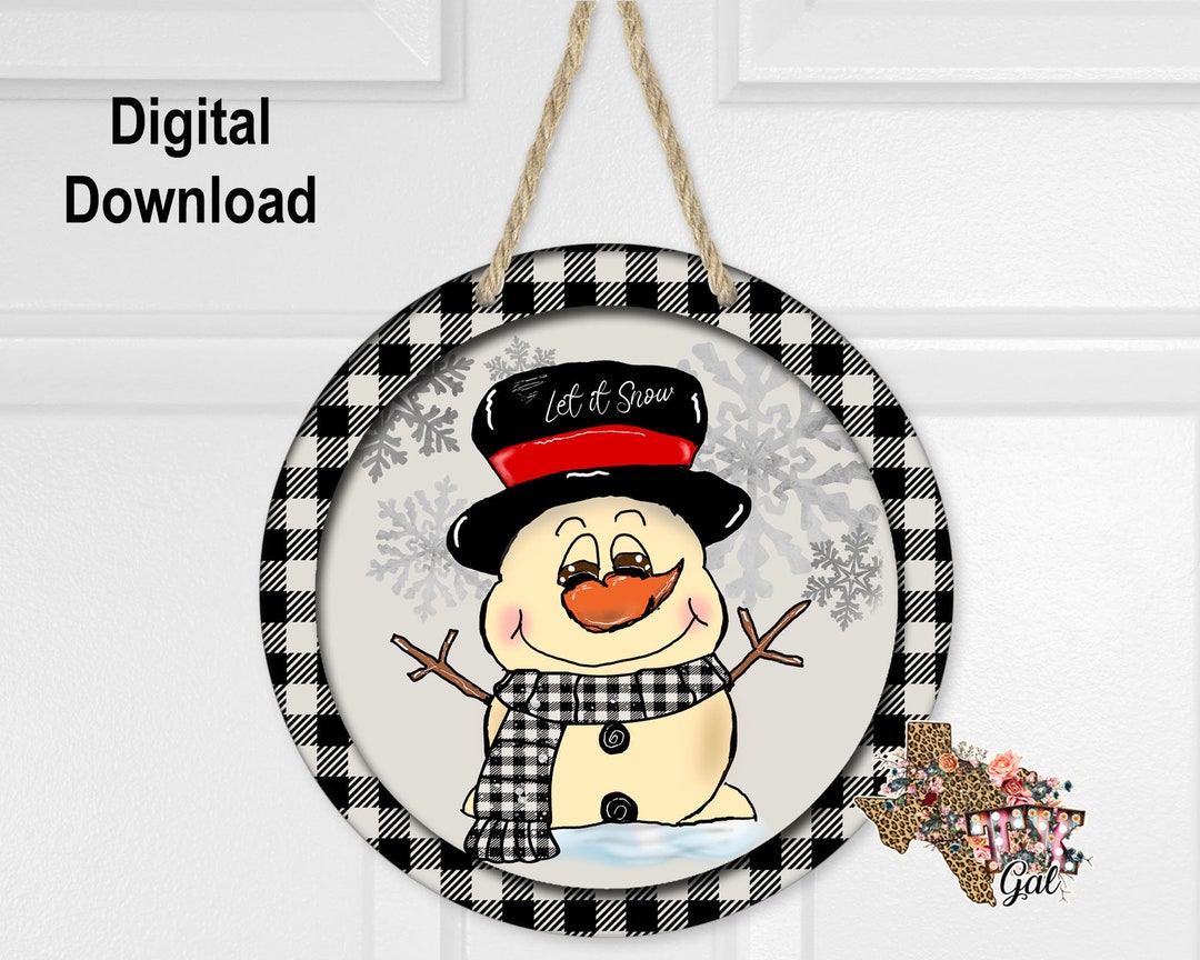 Sublimation Door Hanger Design, Door Sign PNG, Snowman Door Hanger ...