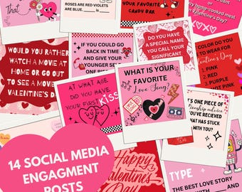 Valentine Engagement Interactive Social Media Bundle, Social Media Posts, Engagement Posts, Social Media Engagement, Social Media Graphics