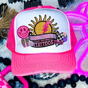 Tan Lines And Tattoos Hat Patch PNG, Trucker Hat Patch, Faux Embroidery Hat Patch, Gift For Her, Trendy PNG, Hat Bar, Digital Download