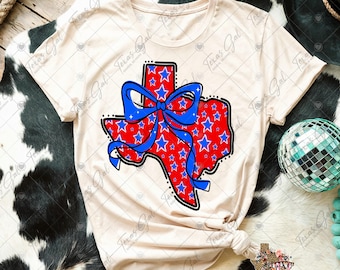 Texas Rojo Blanco Azul PNG, Texas con un lazo coqueto PNG, Estado PNG, Moda PNG, Texas Preppy PNG, Descarga digital, Sublimación