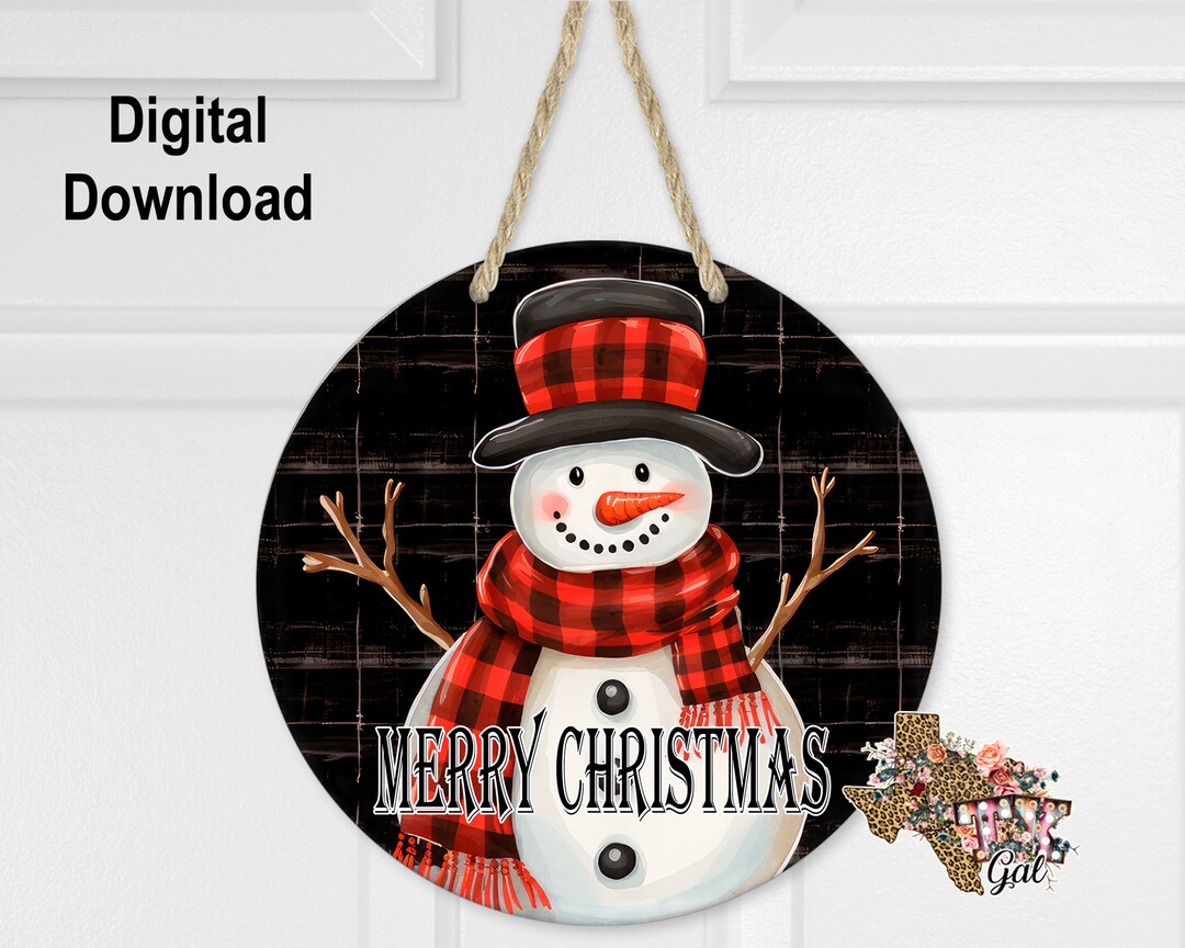 Round Sublimation Door Hanger Snowman Design for Hardboard Blanks ...