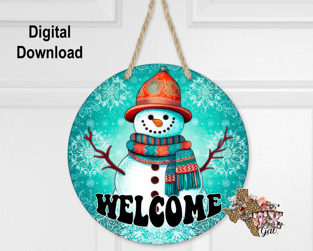 Round Sublimation Door Hanger Snowman Design for Hardboard Blanks ...