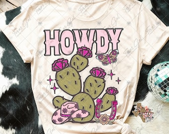 Howdy Embroidery PNG, Faux Embroidery Png, Western Retro Png, Trendy Png, Digital Download, Design for Shirt or Mug