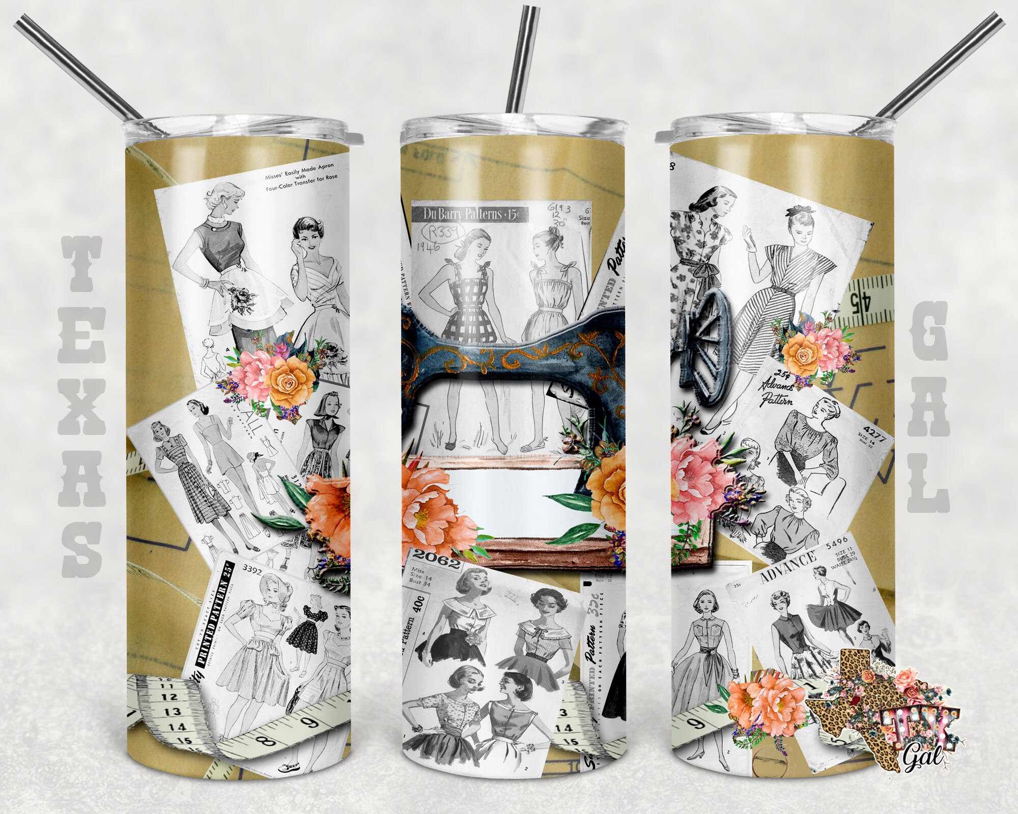 20 Oz Skinny Tumbler Sewing Sublimation Design PNG Instant DIGITAL ONLY ...