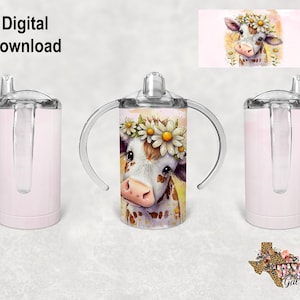 Cow Tumbler Wrap, 12oz Sippy Cup Design, Kid Tumbler Wrap, Personalize Tumbler Wrap, Digital Download